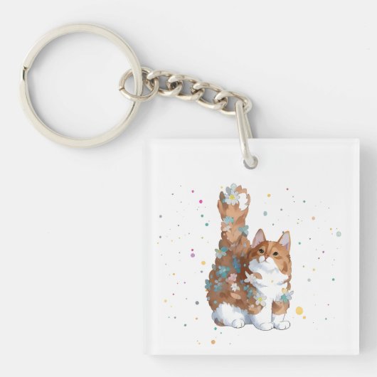 Schattig Kitty Kat Huisdier Dier  Sleutelhanger (voorkant)