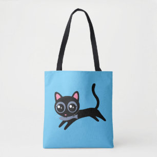 Schattig Kitty Kat met Vis Tote Bag