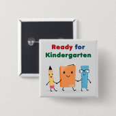 Schattig Klaar voor Kleuterschool Schoolboek Vierkante Button 5,1 Cm (Voorkant /achterkant)