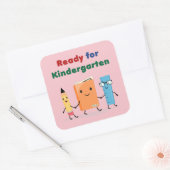 Schattig Klaar voor Kleuterschool Schoolboek Vierkante Sticker (Envelop)
