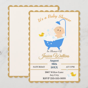 Schattig Klassiek Baby Shower Badkuipontwerp Kaart