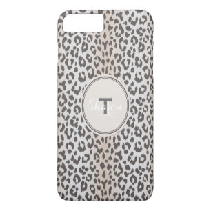 Schattig klassiek bruin beige cheetah print monogr 	iPhone 8/7 plus hoesje
