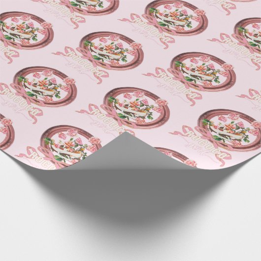 Schattig Klassiek Roze Rococo Meisje Rozen Boog Sc Cadeaupapier (Hoek)