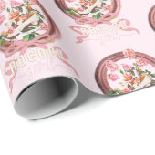 Schattig Klassiek Roze Rococo Meisje Rozen Boog Sc Cadeaupapier (Rol Hoek)