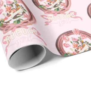Schattig Klassiek Roze Rococo Meisje Rozen Boog Sc Cadeaupapier