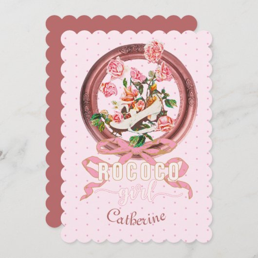 Schattig Klassiek Roze Rococo Meisje Rozen Boog Sc Kaart (Voorkant / Achterkant)