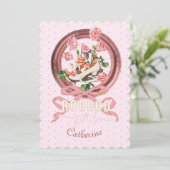 Schattig Klassiek Roze Rococo Meisje Rozen Boog Sc Kaart (Staand voorkant)