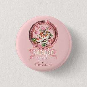 Schattig Klassiek Roze Rococo Meisje Rozen Boog Sc Ronde Button 3,2 Cm