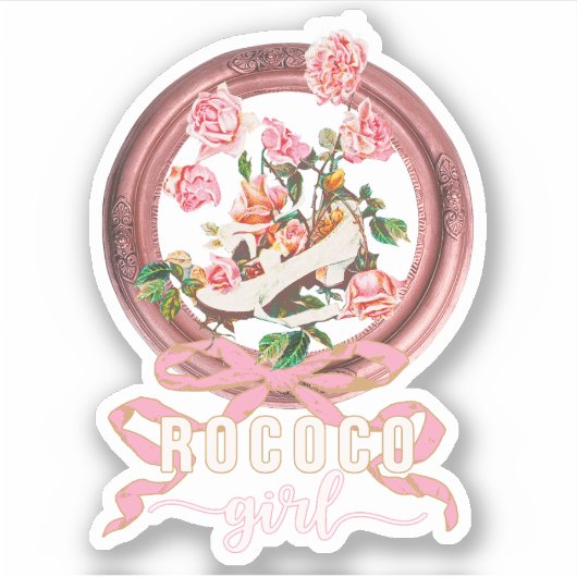 Schattig Klassiek Roze Rococo Meisje Rozen Boog Sc Sticker (Voorkant)