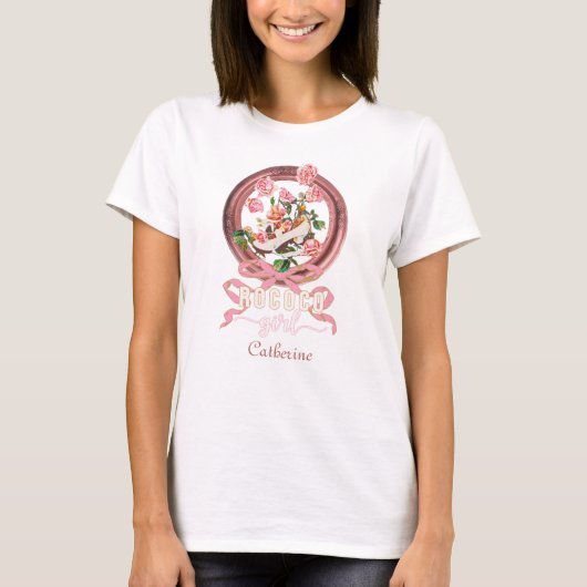 Schattig Klassiek Roze Rococo Meisje Rozen Boog Sc T-shirt (Voorkant)
