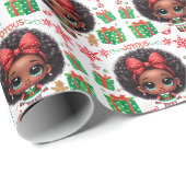 Schattig Klein Afro Kerst Elfje Cadeaupapier (Rol Hoek)