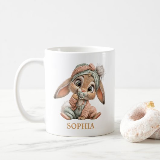 Schattig Klein Baby Konijn Koffiemok (Met donut)