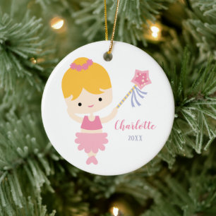 Schattig klein ballerina kerstornament keramisch ornament