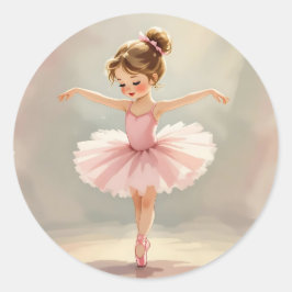 Schattig Klein Balletmeisje in Roze Tutu Ronde Sticker