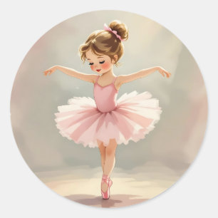 Schattig Klein Balletmeisje in Roze Tutu Ronde Sticker