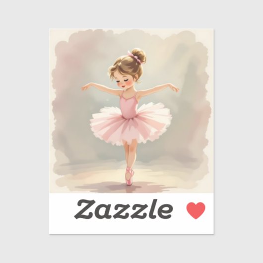 Schattig Klein Balletmeisje in Roze Tutu Sticker (Vel)