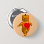 Schattig klein beertje met pompoenkop ronde button 5,7 cm (Voorkant /achterkant)