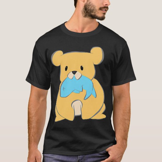 Schattig klein beren met vis t-shirt (Voorkant)