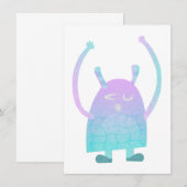 Schattig Klein Blauw Monster Aankondiging (Voorkant / Achterkant)
