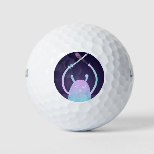 Schattig Klein Blauw Monster Golfballen (Voorkant)