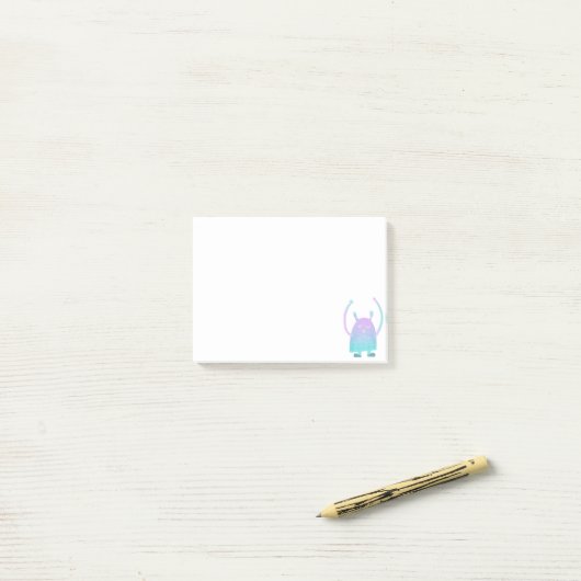 Schattig Klein Blauw Monster Post-it® Notes (Op bureau)