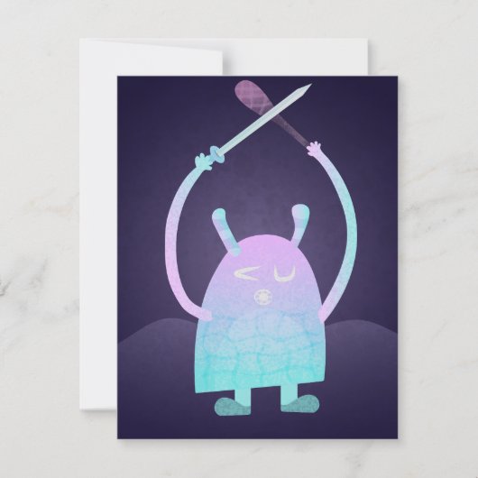 Schattig Klein Blauw Monster Save The Date (Voorkant)