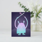 Schattig Klein Blauw Monster Save The Date (Staand voorkant)
