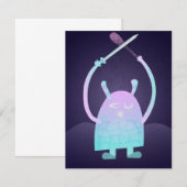 Schattig Klein Blauw Monster Save The Date (Voorkant / Achterkant)