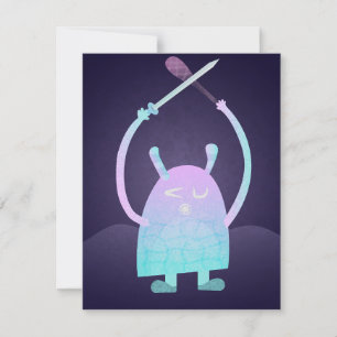 Schattig Klein Blauw Monster Save The Date