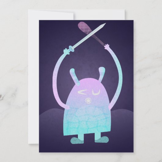 Schattig Klein Blauw Monster Save The Date (Voorkant)
