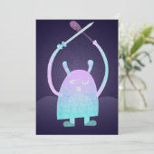 Schattig Klein Blauw Monster Save The Date (Staand voorkant)