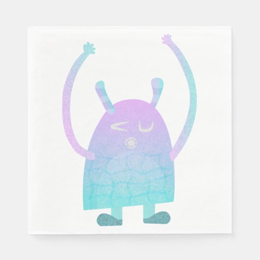 Schattig Klein Blauw Monster Servet (Voorkant)