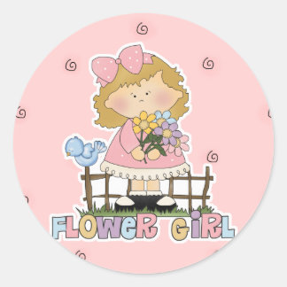 Schattig Klein Bloemenmeisje Ronde Sticker