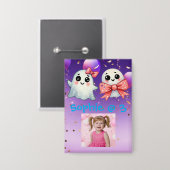 Schattig Klein Boog Geest Halloween Verjaardagsfot Button (Voorkant / Achterkant)