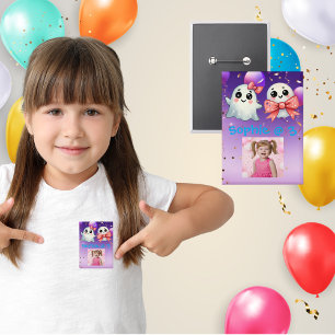 Schattig Klein Boog Geest Halloween Verjaardagsfot Button