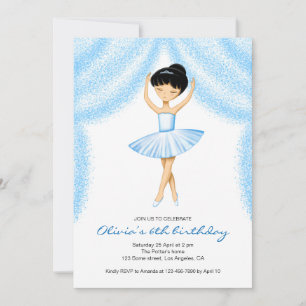 Schattig klein bruinharig balletdanseresje in blau kaart