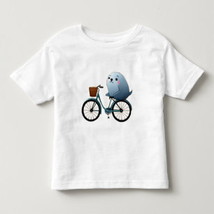 Schattig klein cartoon zeehond op een fiets kinder shirts