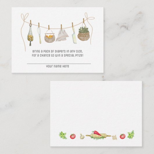 Schattig klein Chef Baby shower Luier Raffle Kaart (Voorkant / Achterkant)