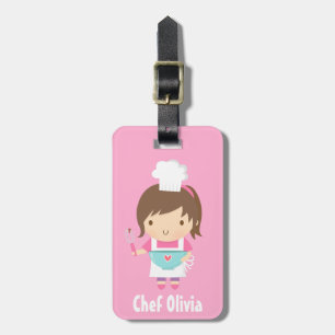 Schattig Klein Chef Bakker Meisje Bagagelabel