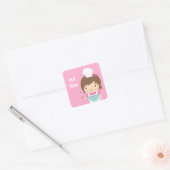 Schattig Klein Chef Bakker Meisje Vierkante Sticker (Envelop)