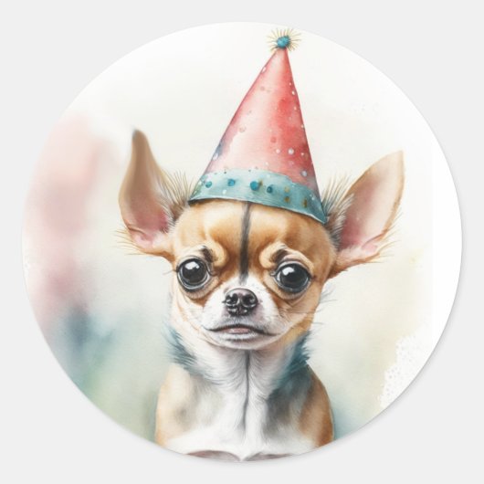 Schattig klein chihuahua met Pet Ronde Sticker (Voorkant)