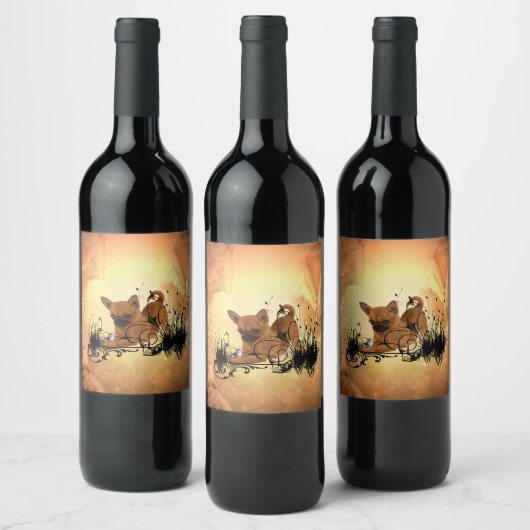 Schattig klein chihuahua wijn etiket (Flessen)