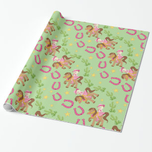 Schattig Klein Cowgirl Patroon Cadeaupapier