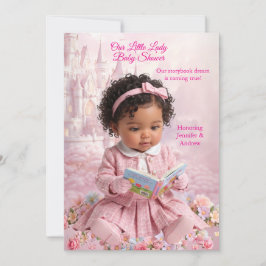Schattig Klein Dame Roze Meisje Baby Shower Boek E Kaart