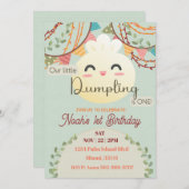 Schattig klein dumpling eerste verjaardag uitnodig kaart (Voorkant / Achterkant)