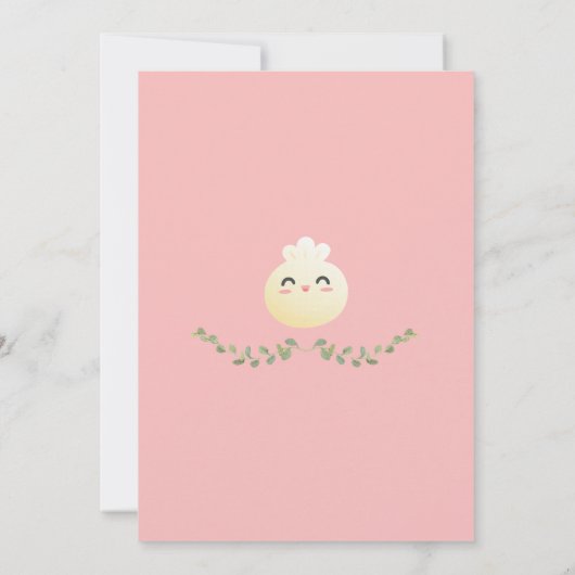Schattig klein dumpling eerste verjaardag uitnodig kaart (Achterkant)