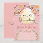 Schattig klein dumpling eerste verjaardag uitnodig kaart (Voorkant / Achterkant)