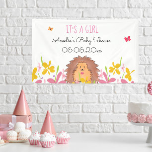 Schattig Klein Egeltje Het Is Een Meisje Baby Show Spandoek