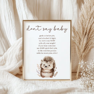 Schattig Klein Egeltje Zeg Niet Baby Shower Spel Poster