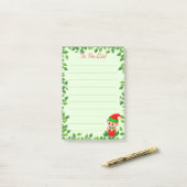 Schattig Klein Elfje & Groene Blad Frame op Groen  Post-it® Notes (Op bureau)